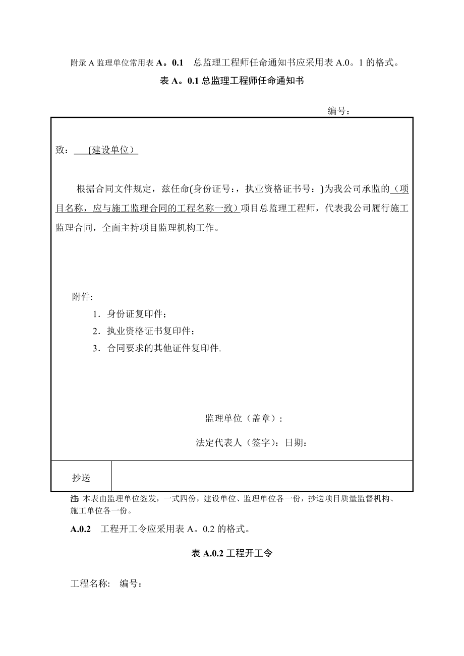 【整理版施工方案】《水运工程施工监理规范》JTS252规范表格.doc_第1页