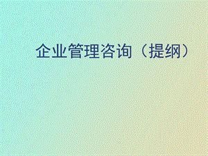 企业管理咨询提纲.ppt