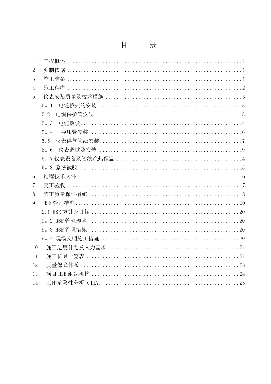 【建筑施工方案】石油化工仪表施工方案模板.doc_第1页