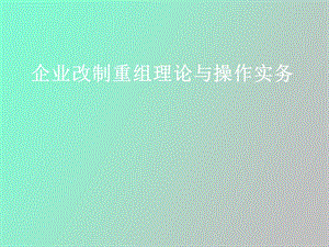 企业改制与产权重组.ppt