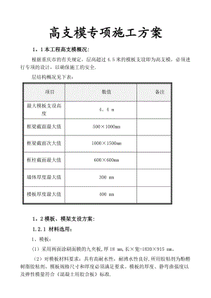 【施工方案】地下人行通道高支模专项施工方案.doc