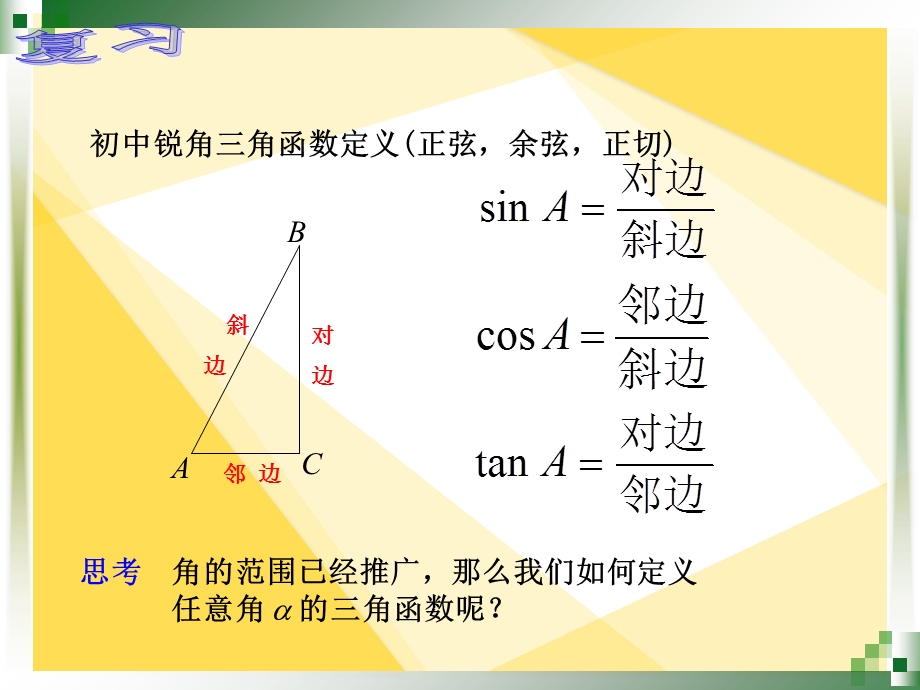 人教版中职数学5.2.1任意角的三角函数的定义.ppt_第2页