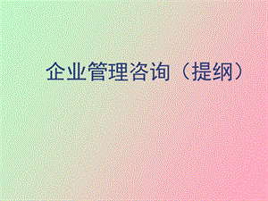 企业管理咨询概要.ppt