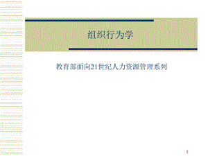 人力资源管理系列组织行为学教学.ppt