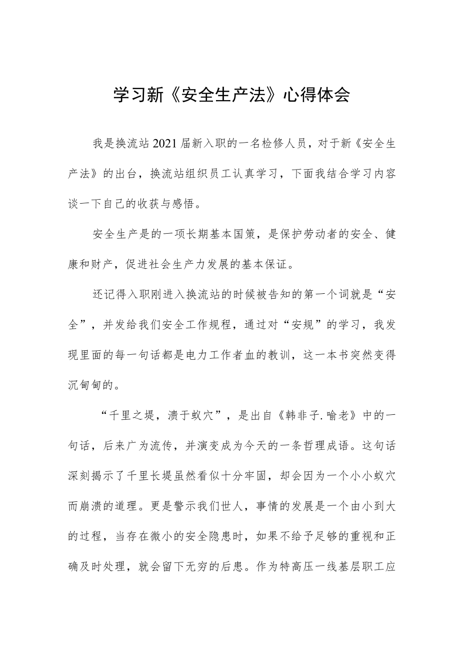 新《安全生产法》个人学习心得体会十篇.docx_第1页