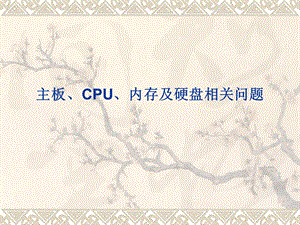 主板、CPU、内存及硬盘问题及解答.ppt