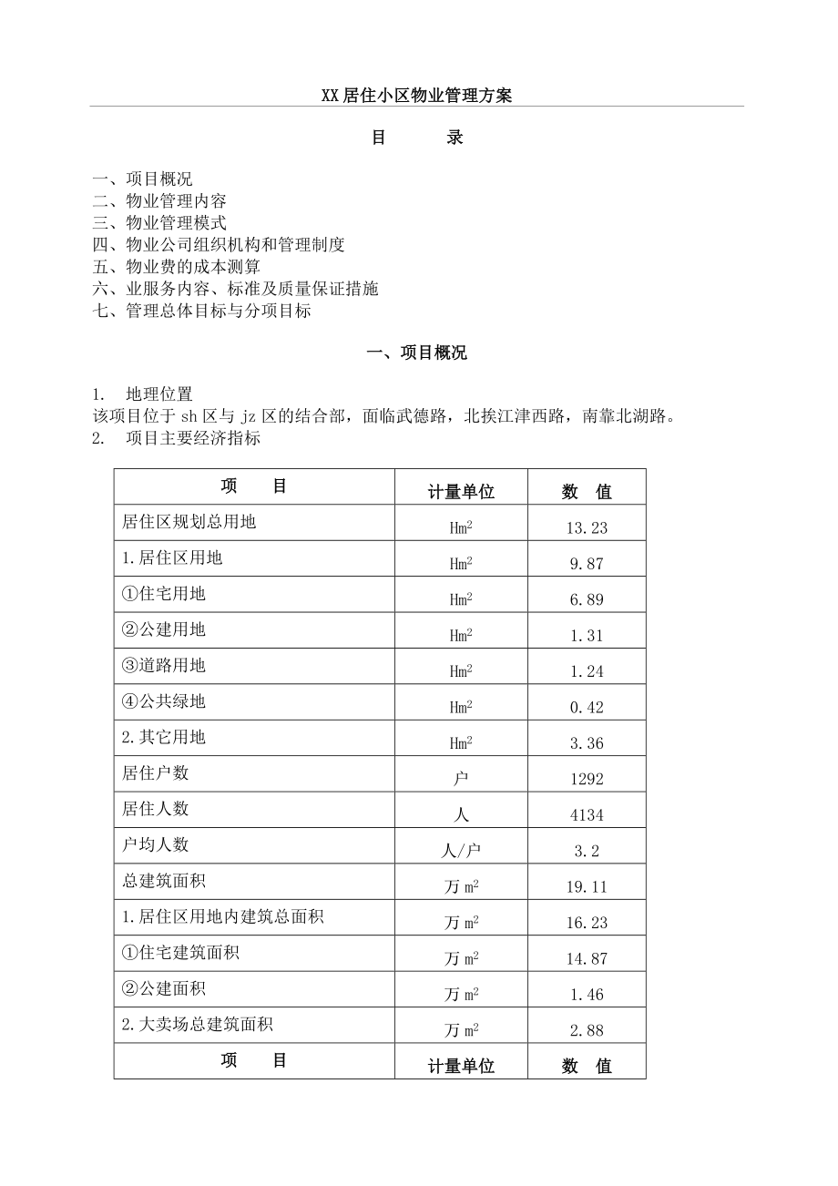 XX居住小区物业管理方案.doc_第1页