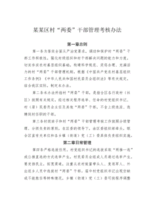 某某区村“两委”干部管理考核办法.docx