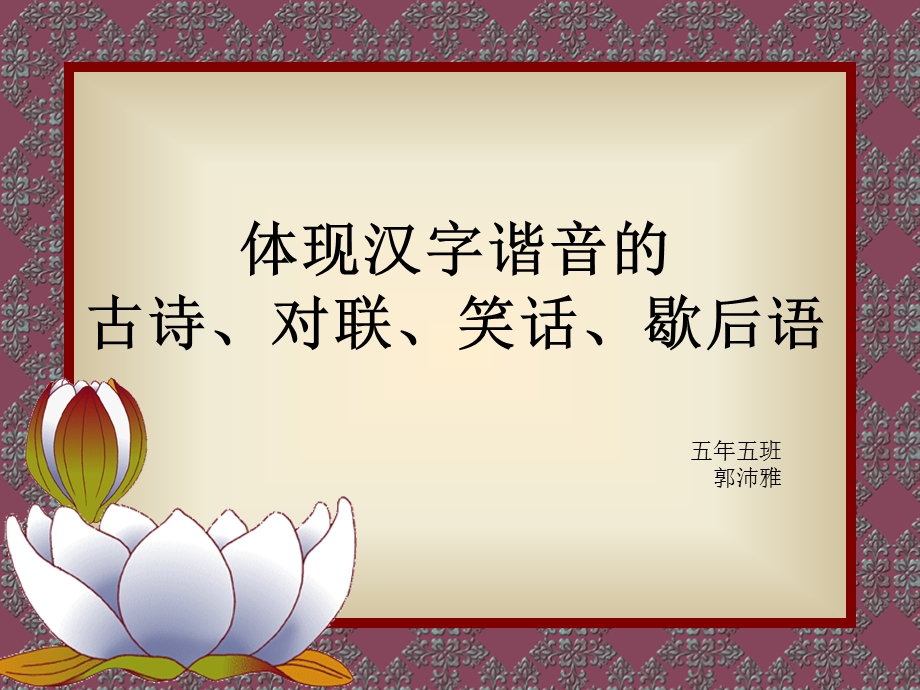 体现汉字谐音的古诗.ppt_第1页