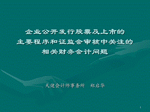 企业公开发行股票及上市的相关财务会计问题.ppt