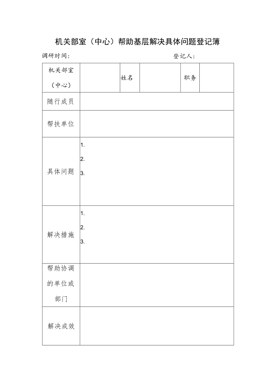 机关部室（中心）帮助基层解决具体问题登记簿.docx_第1页