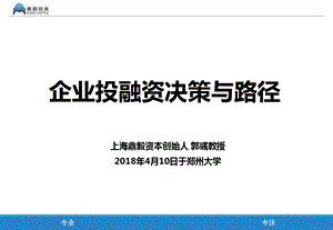 企业投融资决策与路径.ppt