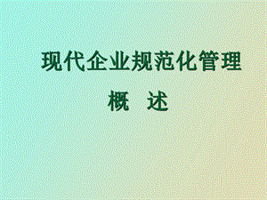 企业规范化管理概述.ppt