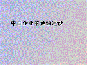 企业投融资企业的金融建设.ppt