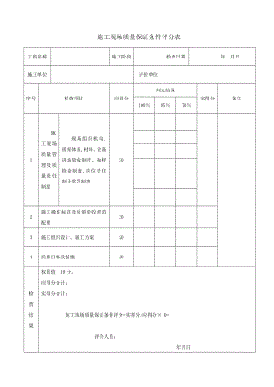 【整理版施工方案】建筑工程施工质量评价标准表格(空白).doc