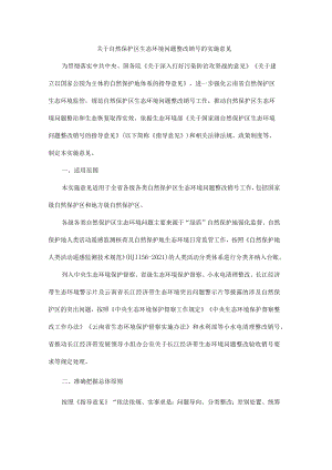 关于自然保护区生态环境问题整改销号的实施意见-全文及附表.docx