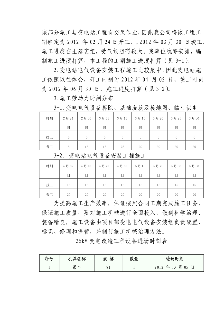 XX电力公司35kV溪丘湾变电站电气施工组织设计.doc_第3页