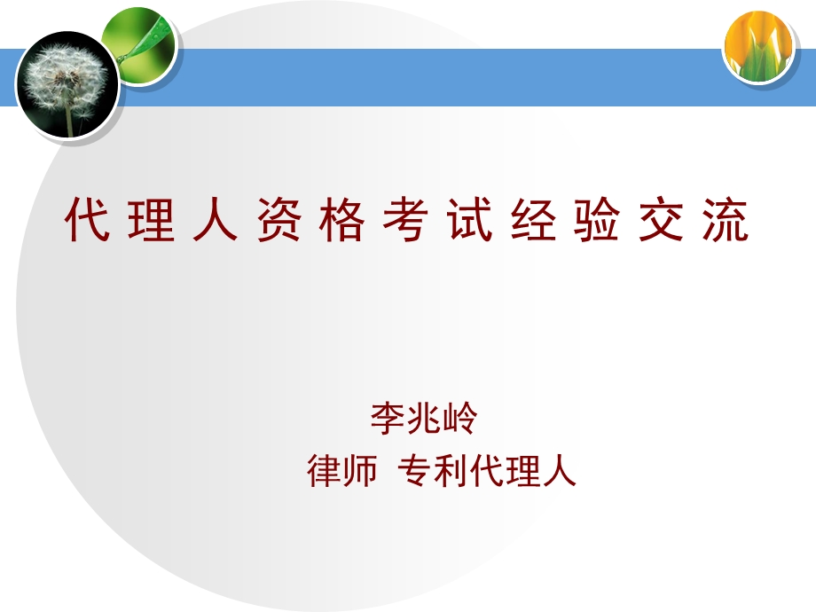 专利代理人考试经验交流.ppt_第1页