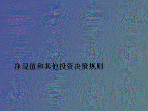 净现值及其他投资决策规则.ppt