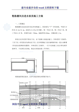 施工方案粗格栅间及进水泵房施工方案secret.doc