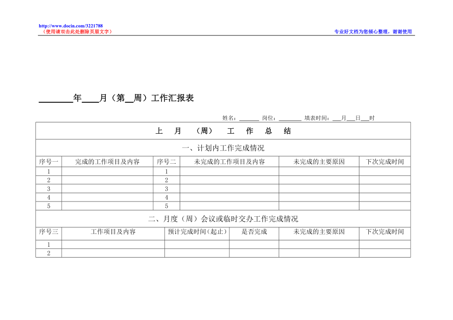 个人月度工作总结和工作计划表格模板.doc_第1页