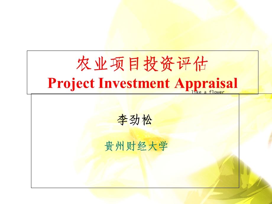 农业项目投资评估课件李劲松.ppt_第1页