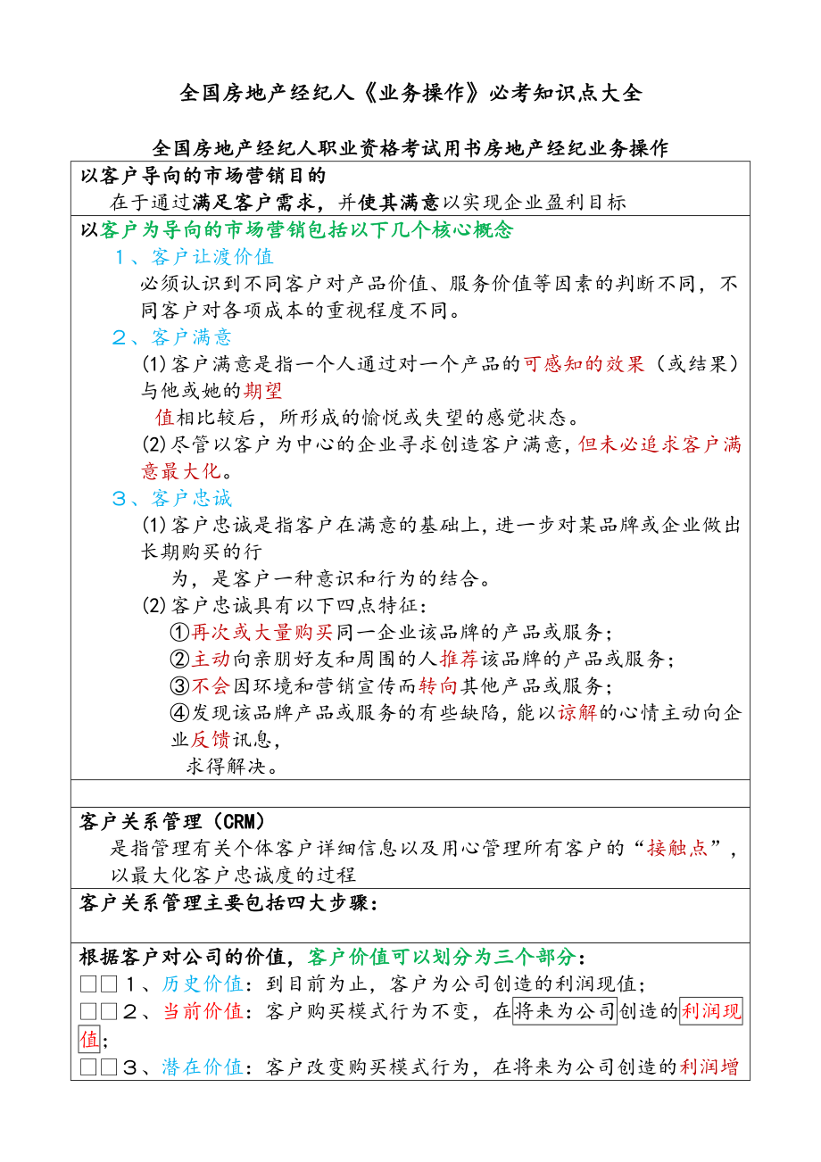 全国房地产经纪人《业务操作》必考知识点大全.docx_第1页