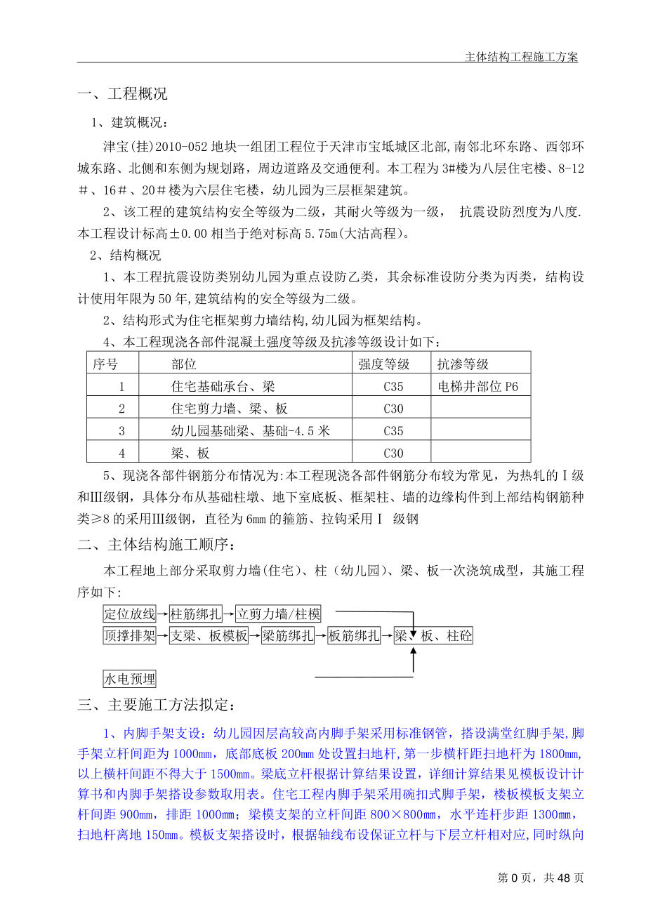 住宅工程主体结构工程施工方案(同名6142).doc_第1页