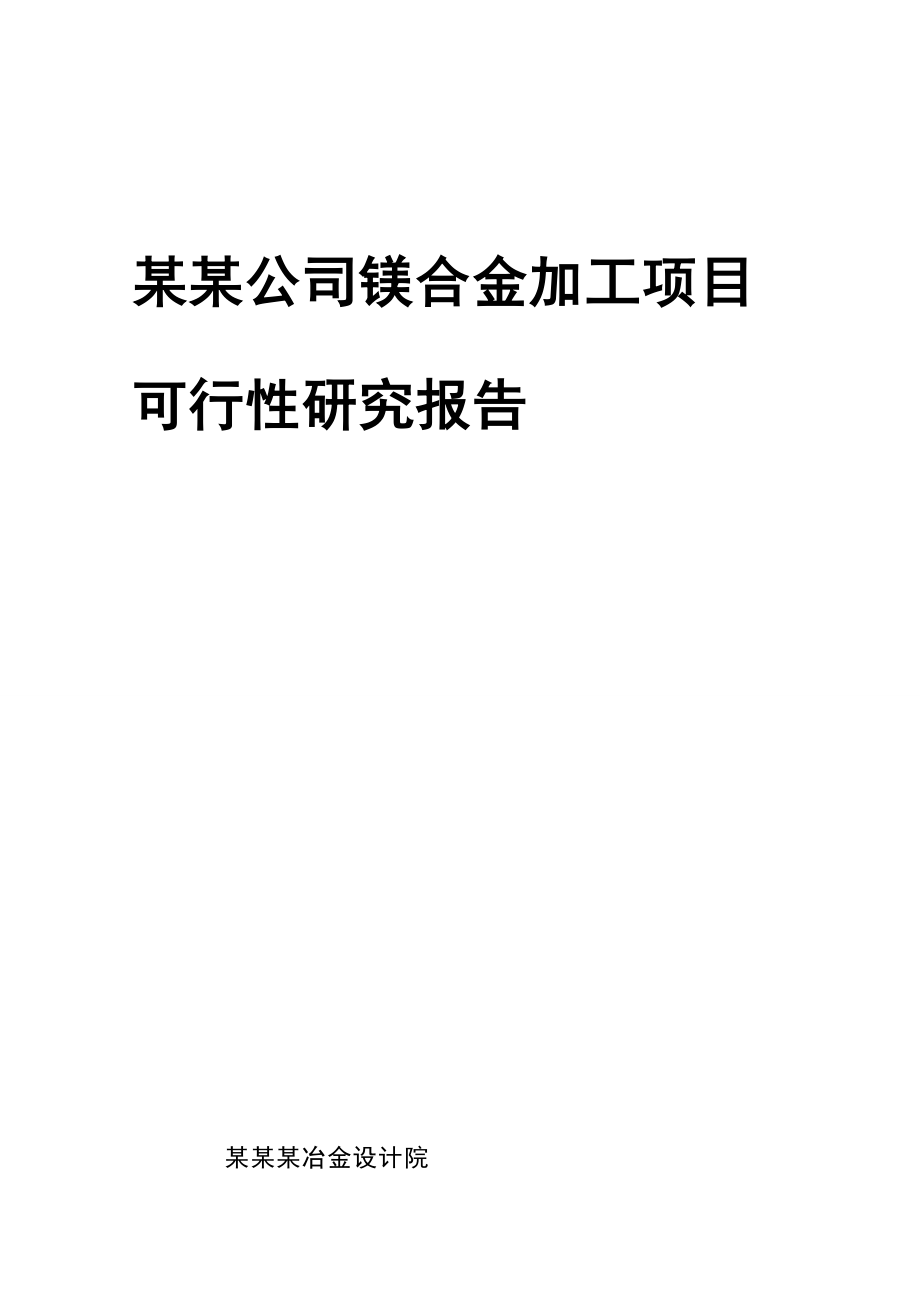 某某公司镁合金加工项目可行性研究报告108页.doc_第2页