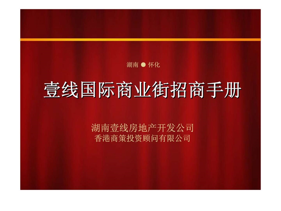 湖南壹线国际商业街项目招商手册营销推广方案.ppt_第1页