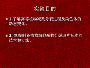 实验二植物减数分裂及玉米花母细胞涂片观察.ppt