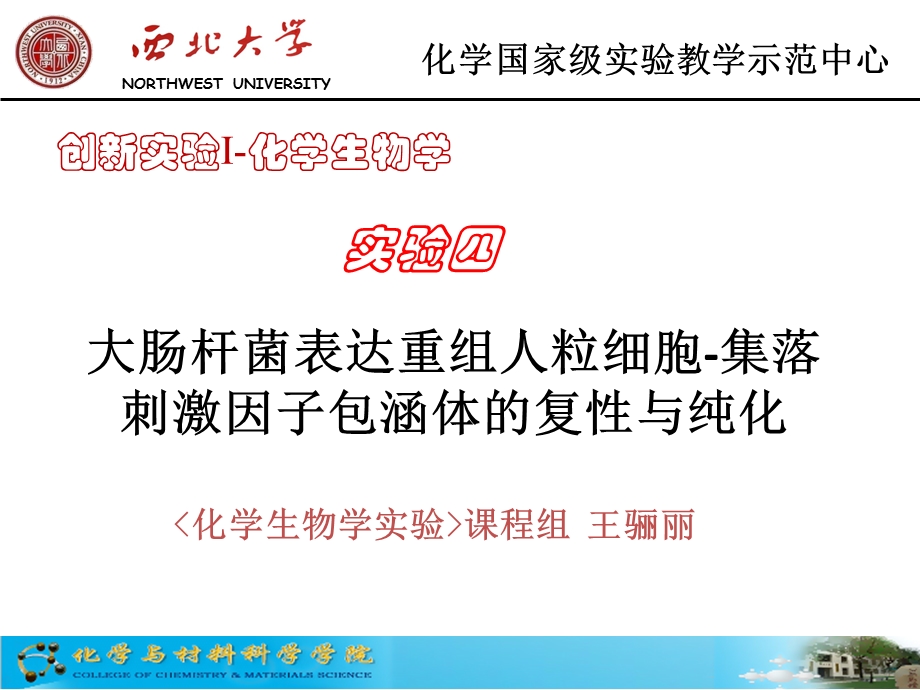 大肠杆菌表达重组人粒细胞集落刺激因子包涵体的复性与纯化.ppt_第1页