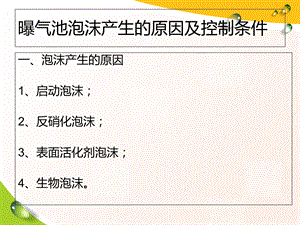 曝气池泡沫产生的原因及控制方法.ppt