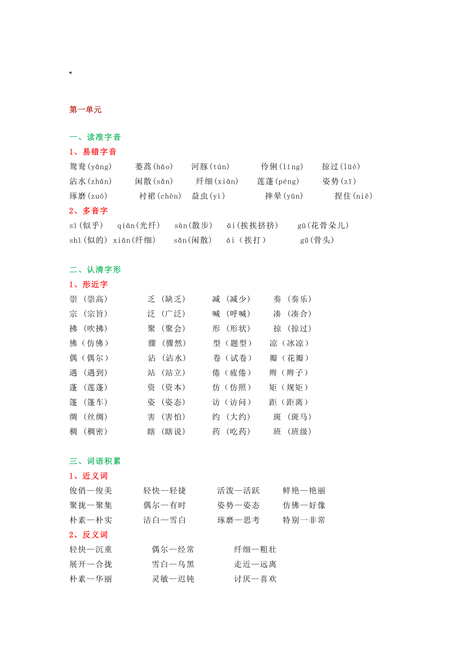 三年级下册语文单元知识汇总.doc_第1页