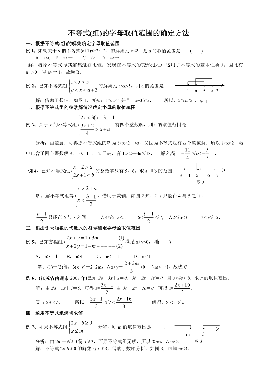 不等式组的字母取值范围的确定方法.doc_第1页