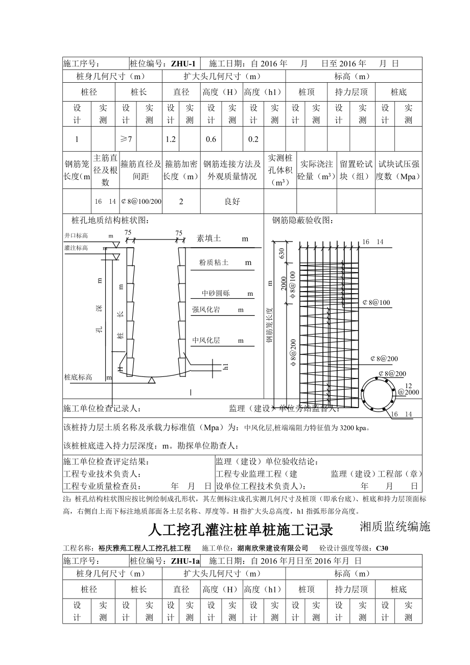 人工挖孔桩单桩施工记录.doc_第2页