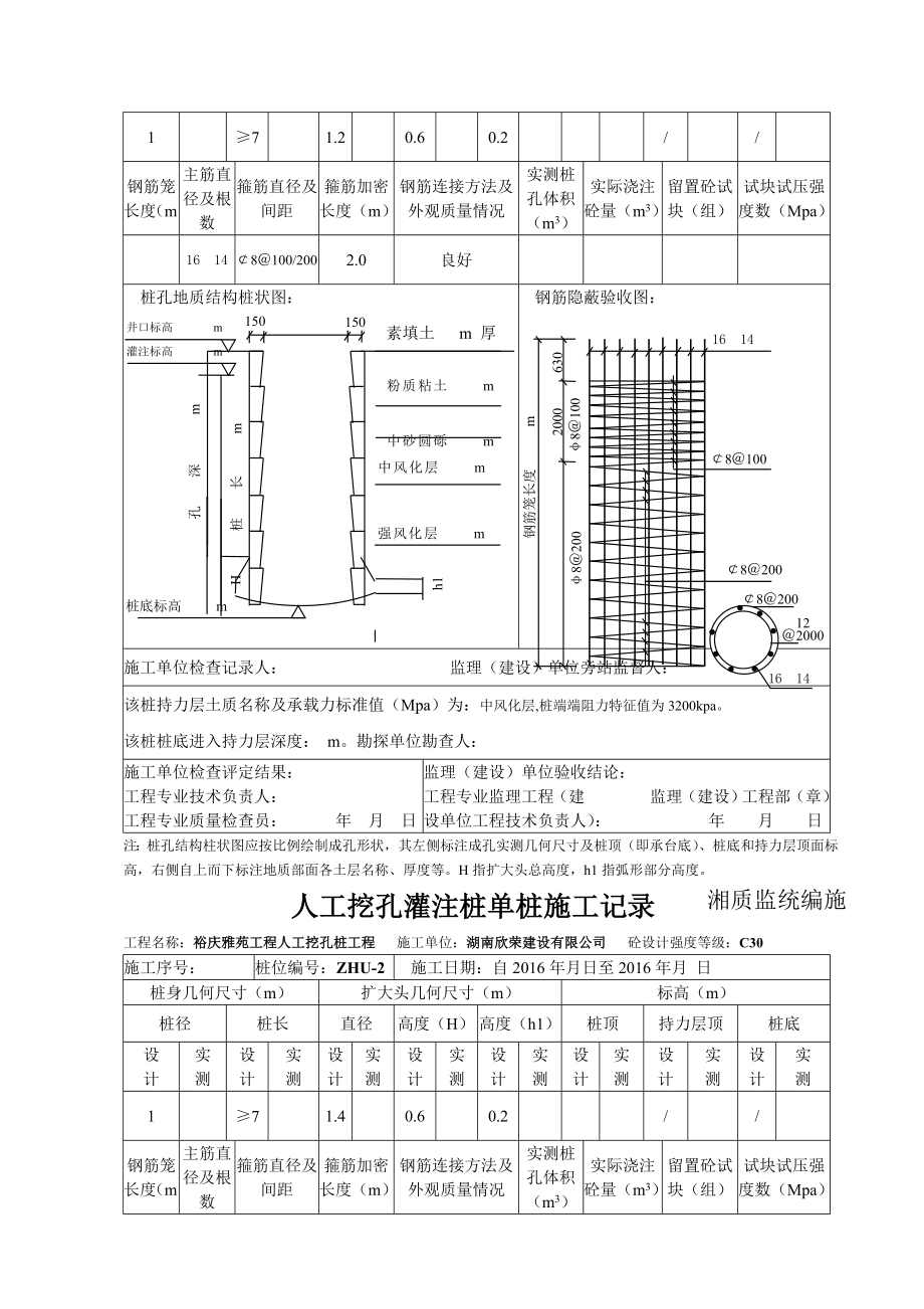 人工挖孔桩单桩施工记录.doc_第3页