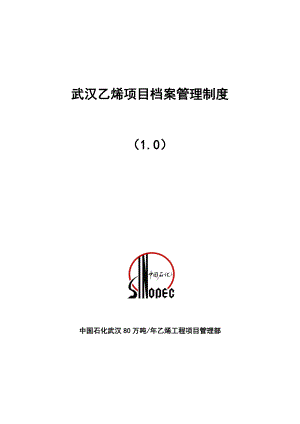 中石化武汉80万吨乙烯工程项目档案管理制度.doc