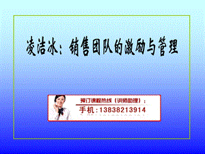 凌洁冰：管理激励销售团队培训.ppt