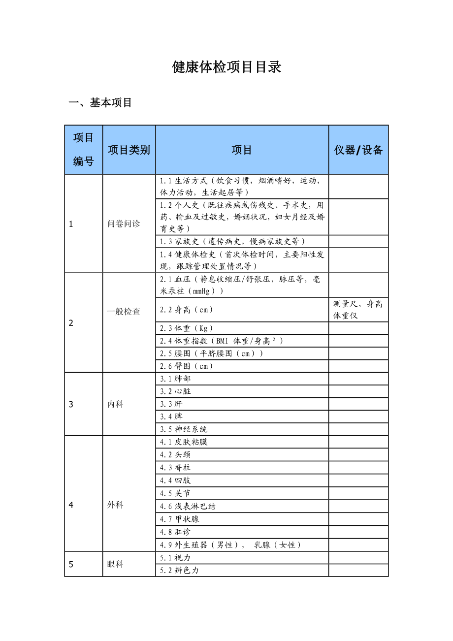 健康体检项目目录讲解.doc_第1页