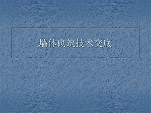 墙体砌筑技术交底.ppt