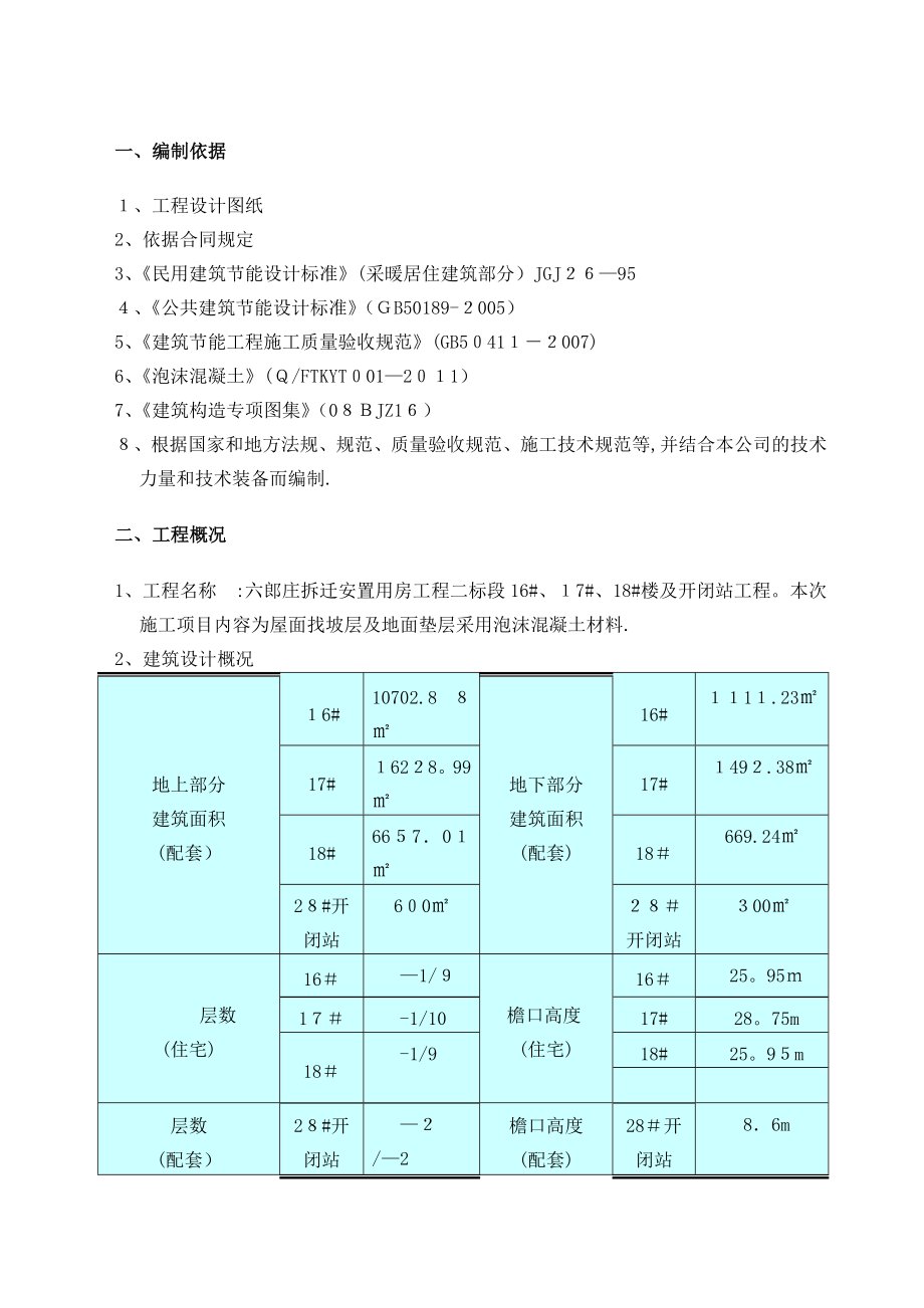 六郎庄屋面及地面垫层泡沫砼施工方案定稿.doc_第1页