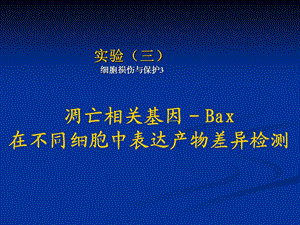 凋亡相关基因Bax在不同细胞中表达产物差异检测.ppt