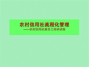 农村信用社流程化管理新员工培训课件.ppt