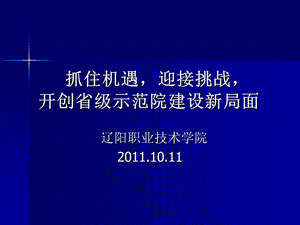 刘玉东院长示范校建设自检自查自评动员报告.ppt