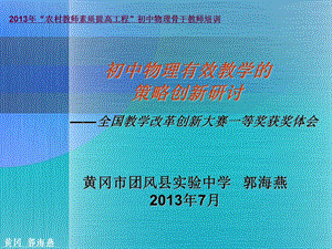 初中物理有效教学的策略创新研讨.ppt