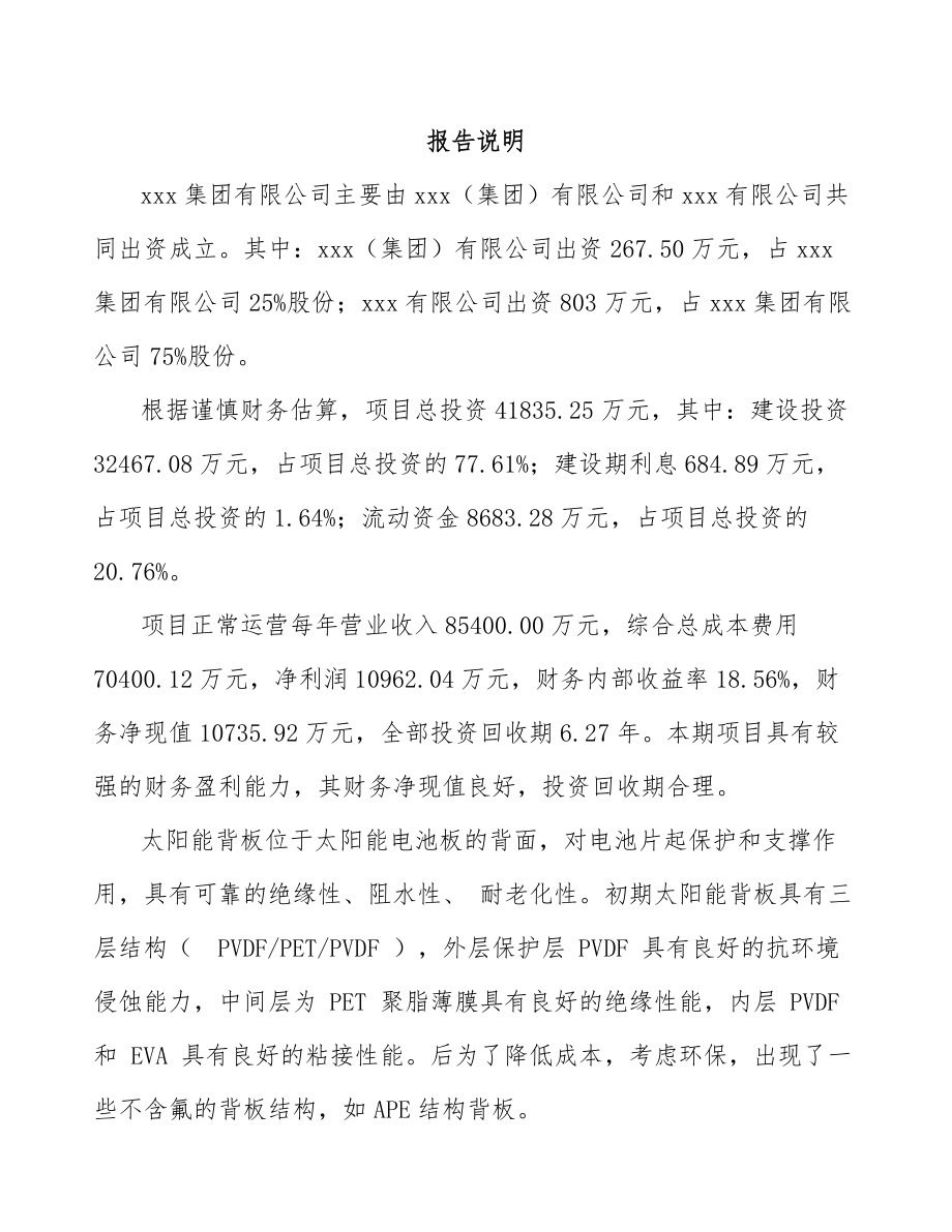 关于成立太阳能背板公司可行性研究报告.docx_第2页