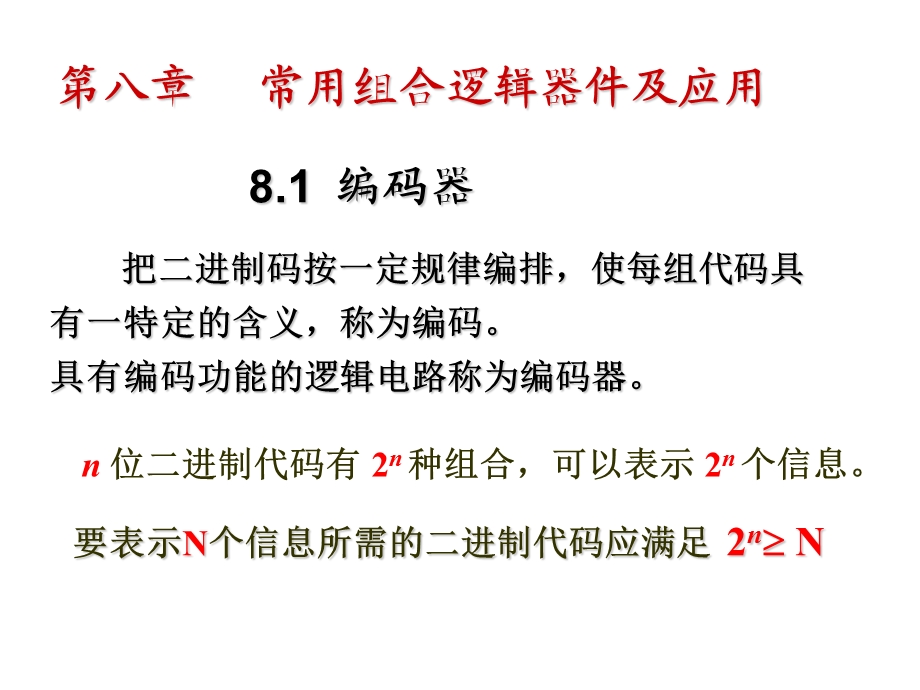 第八常用组合逻辑器件及应用编码器.ppt_第1页