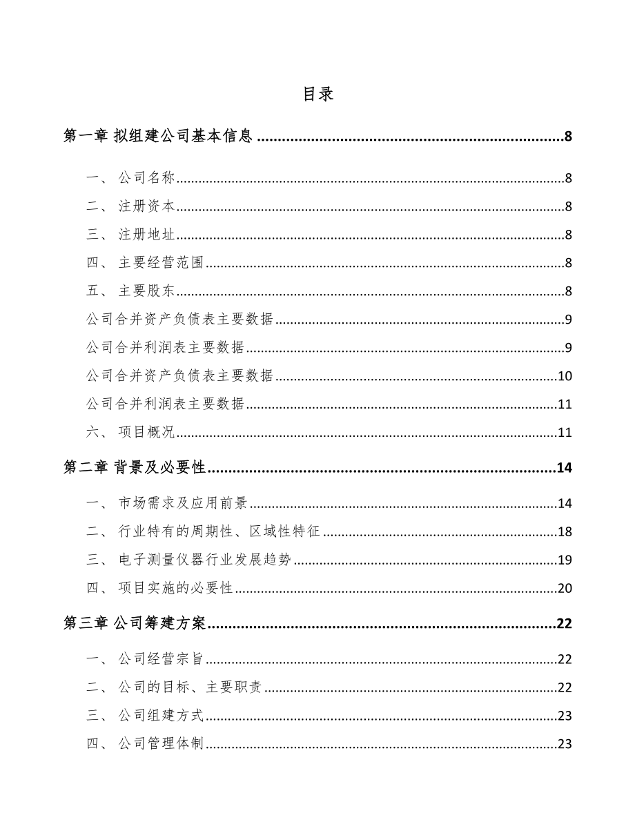 关于成立电子测量仪器公司可行性研究报告.docx_第2页