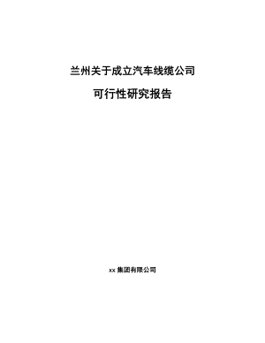 兰州关于成立汽车线缆公司可行性研究报告.docx